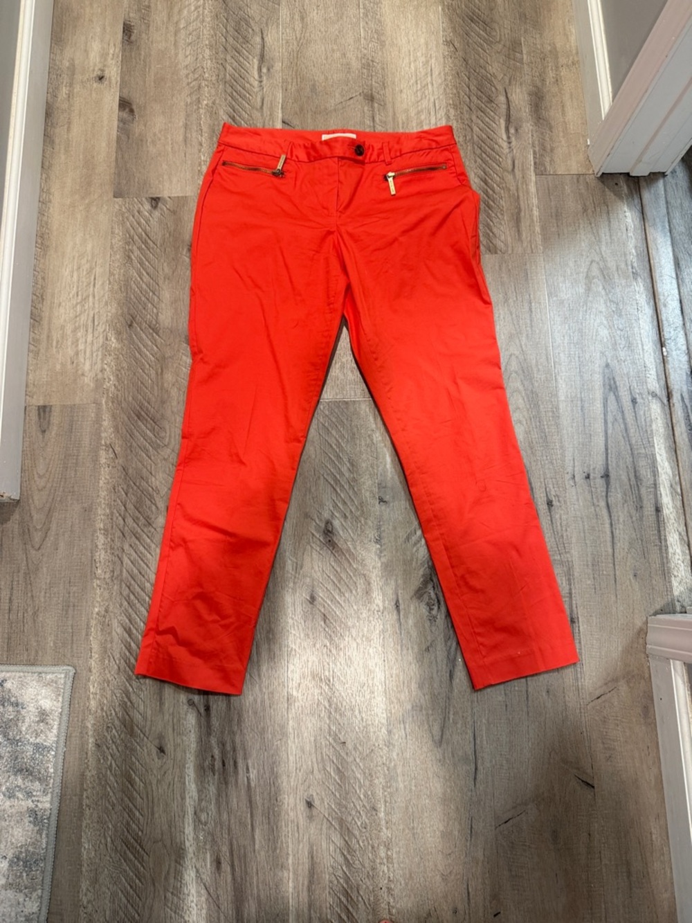Bright Orange Slim Cropped Pants